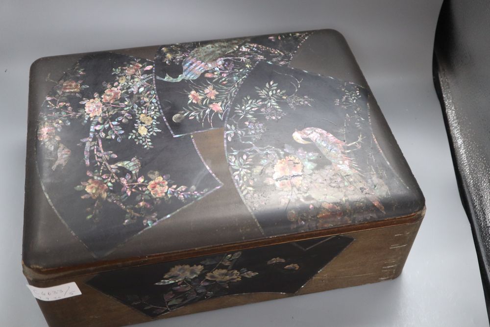 A Japanese mother-of-pearl inlay lacquer box